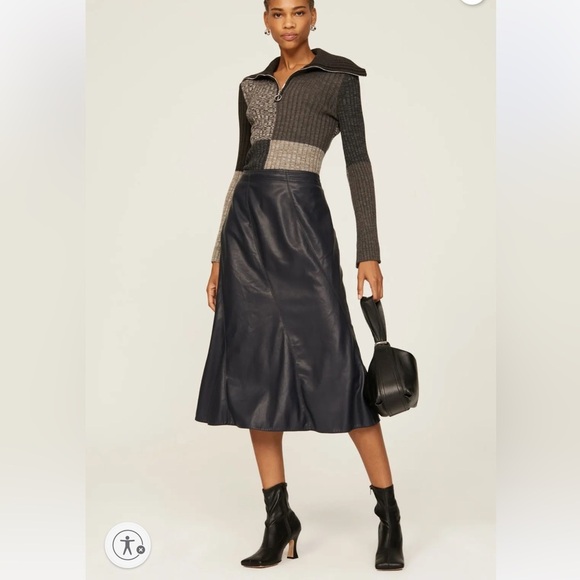 SANDRO Moria Wool Gray colorblock patchwork Sweater sophisticate preppy women XL - Picture 3 of 13